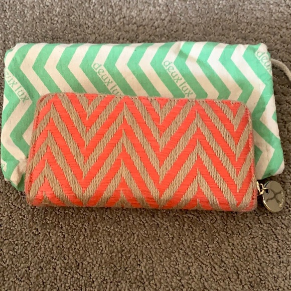 Deux lux herringbone orange and tan wallet - Picture 1 of 6